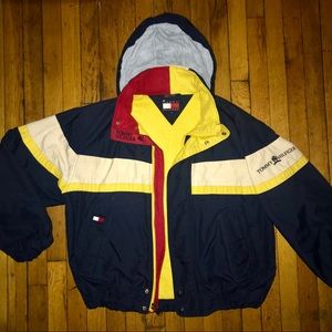 vintage tommy hilfiger colorblock competition hoodie jacket